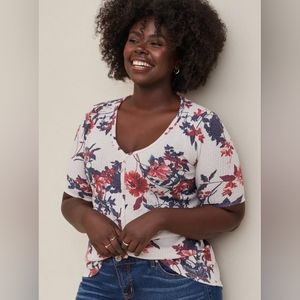 Favorite Tunic Waffle V-Neck Faux Button-Front Hilo Tee